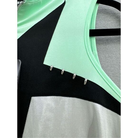 NWT Jamie Sadock Womens Silver Black Green Sleeveless 1/4 Zip Golf Top Size XS - Picture 4 of 9
